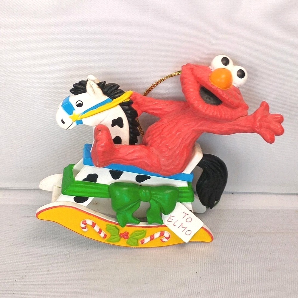 Sesame Street ELMO Vintage Grolier Christmas on Holiday Ornament 1992